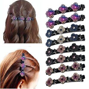 🌸 3-in-1 Braided Hair Clips – Rhinestone Styling Barrette for Elegant Hairstyle